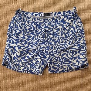 Orlebar Brown Abstract Blue and White Swim Trunks